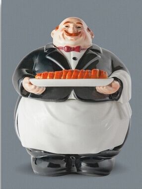 Vintage Butler Serving Tray Figurine Waiter Server Candy Cookie Holder 8”